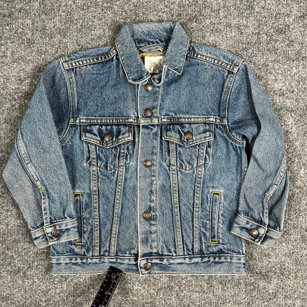 Levis Denim Jacket Boys Size 7 Blue Trucker‎ Button Front Classic Casual